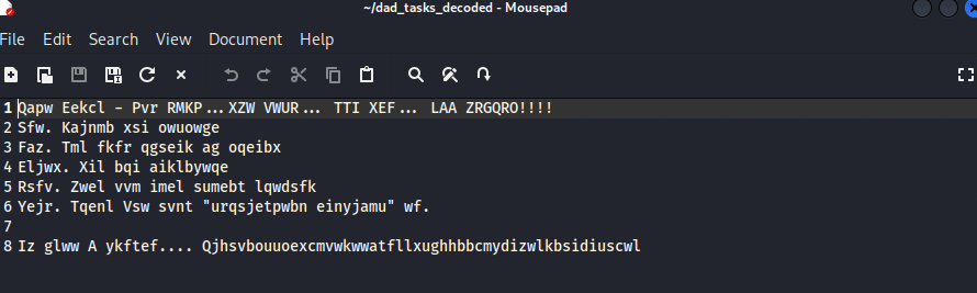 Deciphered text of dad_tasks file