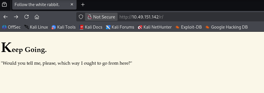 Viewing the `/r` directory web-page